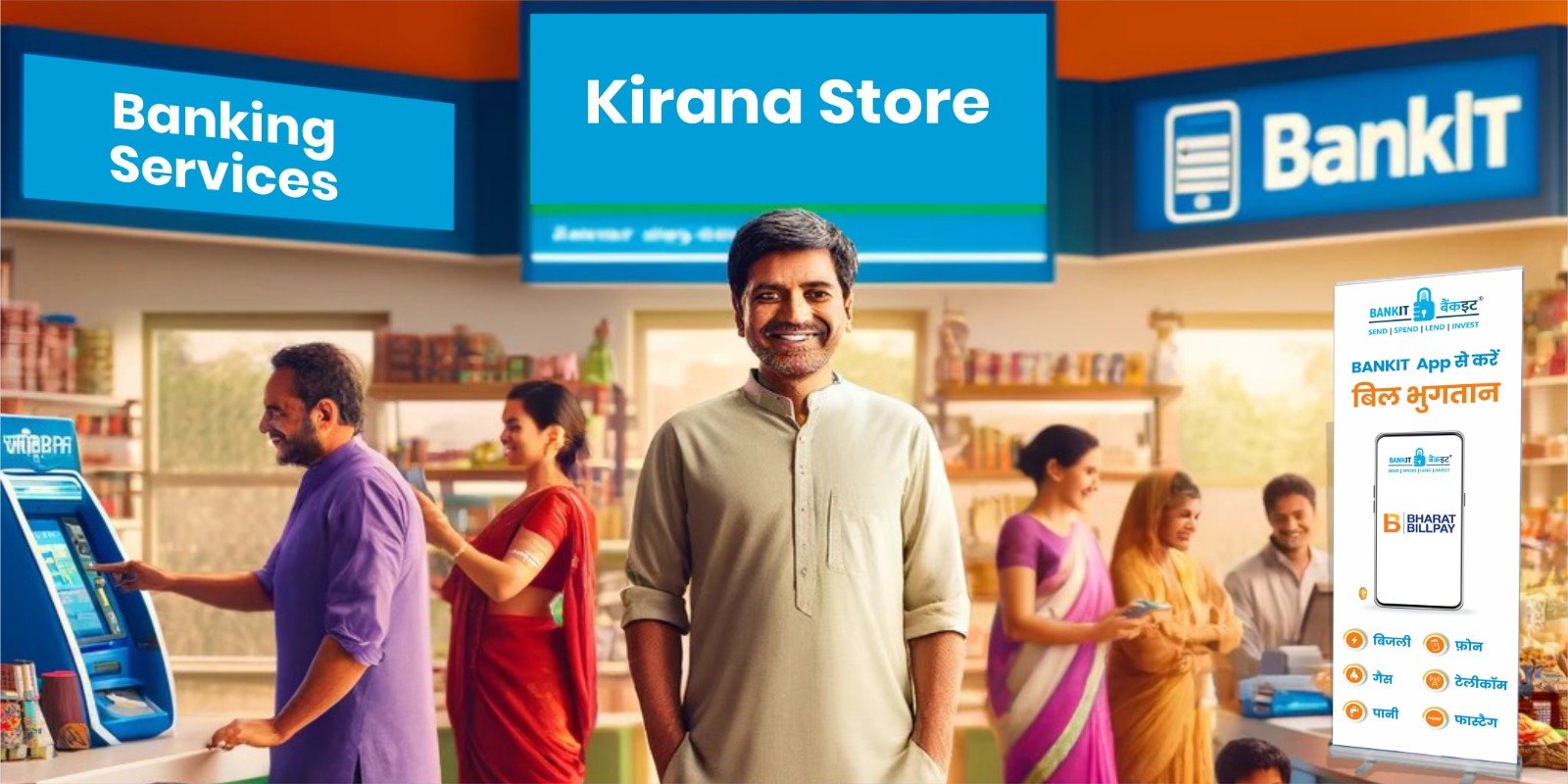 A BANKIT agent's journey from small shopkeeper to digital kirana store owner, showcasing the transformative power of digital banking services in local communities.