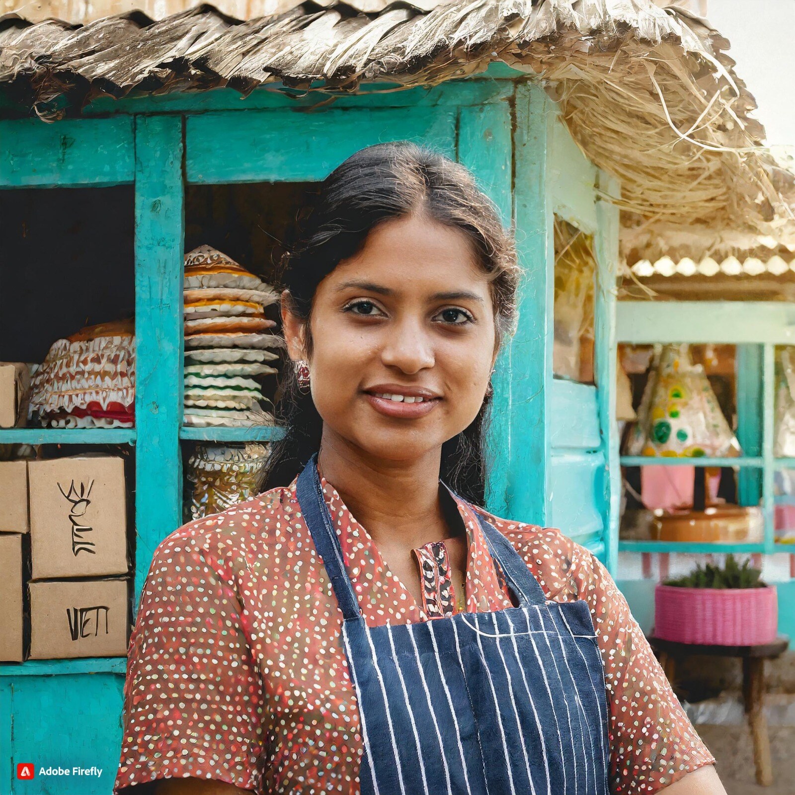In this image, a women entrepreneur is shown who is empowering society with BANKIT banking and financial services.